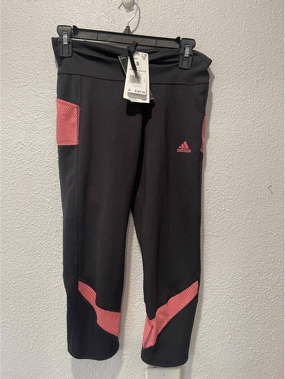 Adidas Women's Black and Pink Running Leggings Size Small